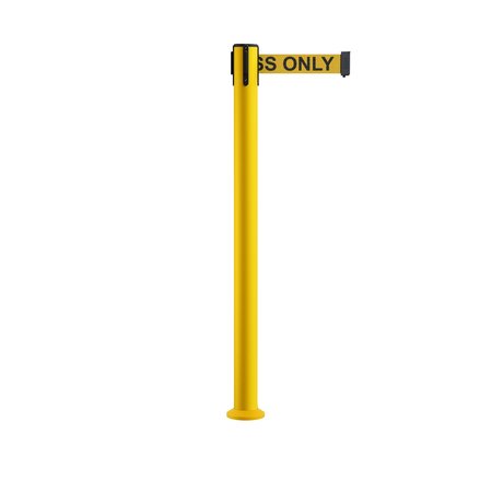 MONTOUR LINE Stanchion Belt Barrier Fixed Base Yellow Post 9ft.Authorized..Belt MSX630F-YW-AUTHYB-90